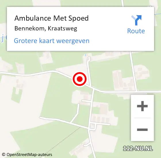 Locatie op kaart van de 112 melding: Ambulance Met Spoed Naar Bennekom, Kraatsweg op 2 september 2021 14:09