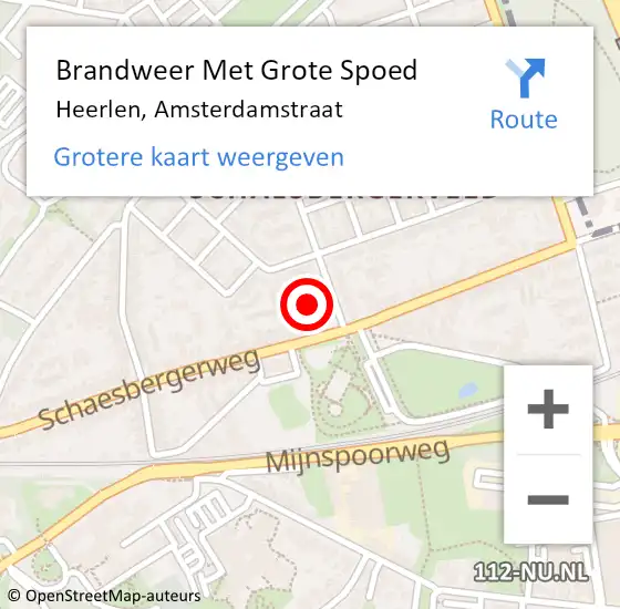 Locatie op kaart van de 112 melding: Brandweer Met Grote Spoed Naar Heerlen, Amsterdamstraat op 2 september 2021 14:25