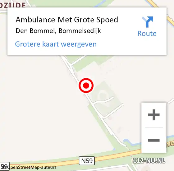 Locatie op kaart van de 112 melding: Ambulance Met Grote Spoed Naar Den Bommel, Bommelsedijk op 2 september 2021 14:28