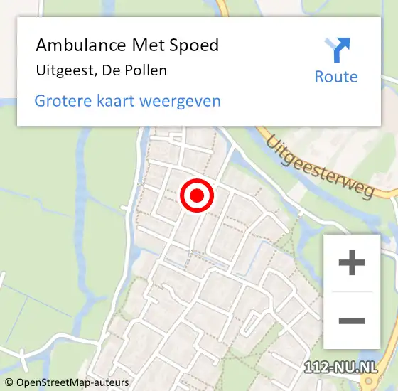 Locatie op kaart van de 112 melding: Ambulance Met Spoed Naar Uitgeest, De Pollen op 2 september 2021 14:35