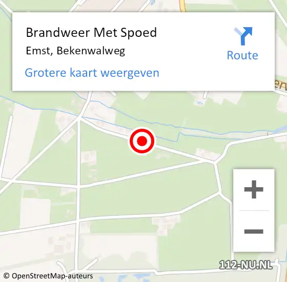 Locatie op kaart van de 112 melding: Brandweer Met Spoed Naar Emst, Bekenwalweg op 2 september 2021 14:36