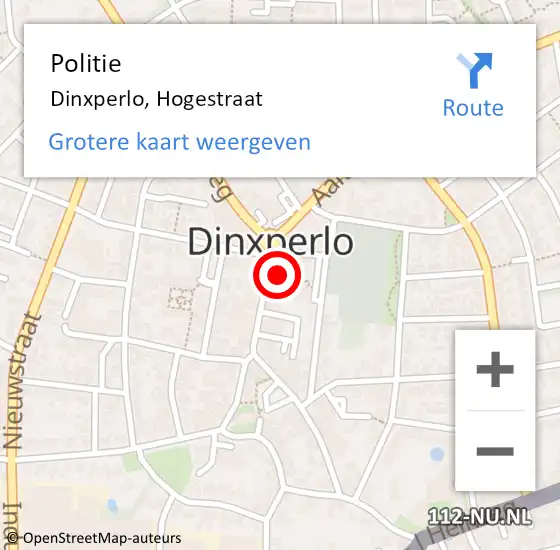 Locatie op kaart van de 112 melding: Politie Dinxperlo, Hogestraat op 2 september 2021 15:06