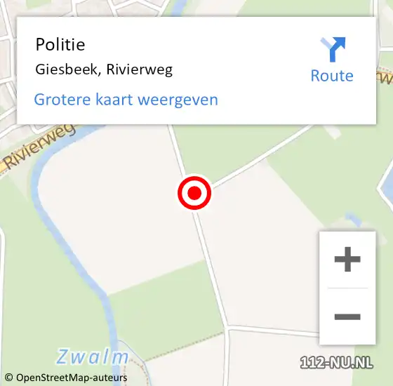 Locatie op kaart van de 112 melding: Politie Giesbeek, Rivierweg op 2 september 2021 15:31