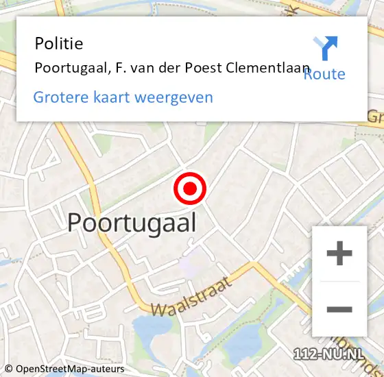 Locatie op kaart van de 112 melding: Politie Poortugaal, F. van der Poest Clementlaan op 2 september 2021 15:35