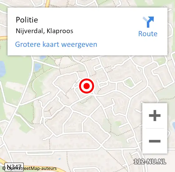 Locatie op kaart van de 112 melding: Politie Nijverdal, Klaproos op 2 september 2021 15:47
