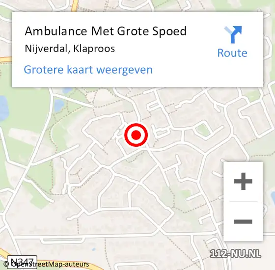 Locatie op kaart van de 112 melding: Ambulance Met Grote Spoed Naar Nijverdal, Klaproos op 2 september 2021 15:51