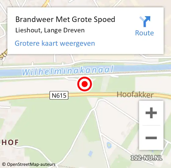 Locatie op kaart van de 112 melding: Brandweer Met Grote Spoed Naar Lieshout, Lange Dreven op 2 september 2021 15:53