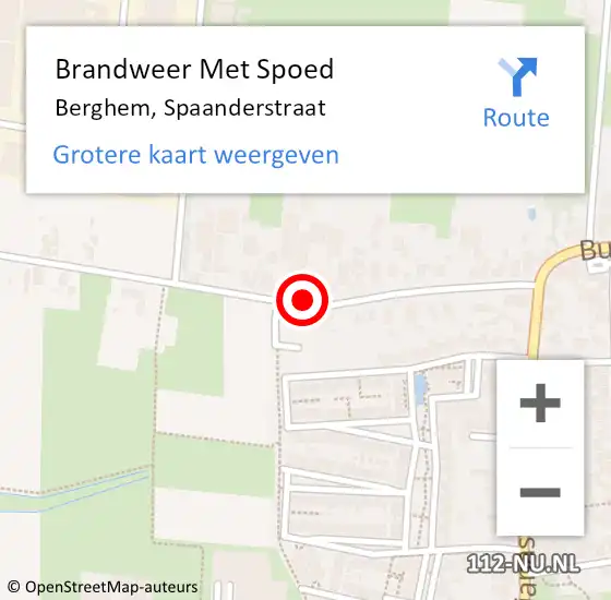 Locatie op kaart van de 112 melding: Brandweer Met Spoed Naar Berghem, Spaanderstraat op 2 september 2021 16:02