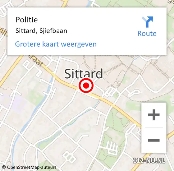 Locatie op kaart van de 112 melding: Politie Sittard, Sjiefbaan op 2 september 2021 16:04