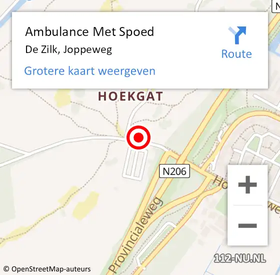 Locatie op kaart van de 112 melding: Ambulance Met Spoed Naar De Zilk, Joppeweg op 2 september 2021 16:07