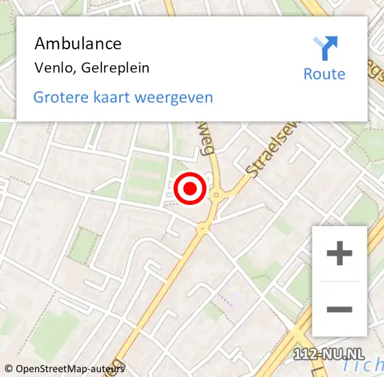 Locatie op kaart van de 112 melding: Ambulance Venlo, Gelreplein op 21 juni 2014 15:55