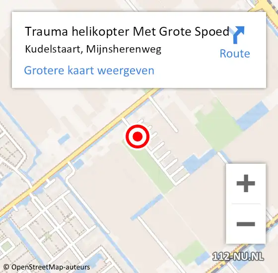 Locatie op kaart van de 112 melding: Trauma helikopter Met Grote Spoed Naar Kudelstaart, Mijnsherenweg op 2 september 2021 16:11