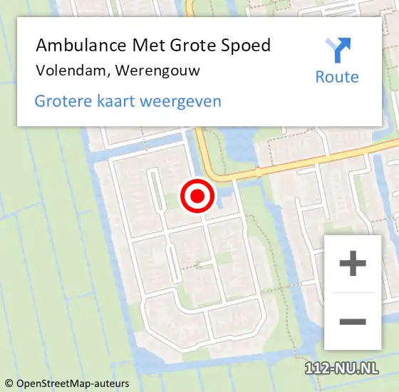 Locatie op kaart van de 112 melding: Ambulance Met Grote Spoed Naar Volendam, Werengouw op 2 september 2021 16:25