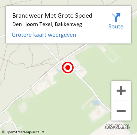 Locatie op kaart van de 112 melding: Brandweer Met Grote Spoed Naar Den Hoorn Texel, Bakkenweg op 21 juni 2014 15:58