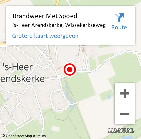 Locatie op kaart van de 112 melding: Brandweer Met Spoed Naar 's-Heer Arendskerke, Wissekerkseweg op 21 juni 2014 16:01