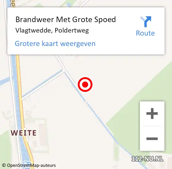 Locatie op kaart van de 112 melding: Brandweer Met Grote Spoed Naar Vlagtwedde, Poldertweg op 2 september 2021 17:09