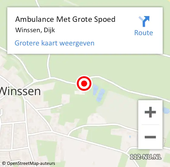 Locatie op kaart van de 112 melding: Ambulance Met Grote Spoed Naar Winssen, Dijk op 2 september 2021 17:16