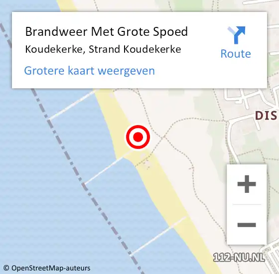 Locatie op kaart van de 112 melding: Brandweer Met Grote Spoed Naar Koudekerke, Strand Koudekerke op 2 september 2021 17:26