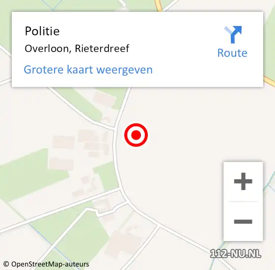 Locatie op kaart van de 112 melding: Politie Overloon, Rieterdreef op 2 september 2021 17:38