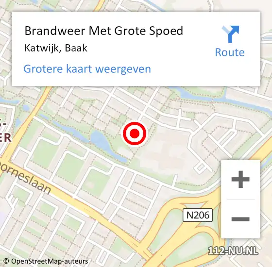 Locatie op kaart van de 112 melding: Brandweer Met Grote Spoed Naar Katwijk, Baak op 2 september 2021 17:42