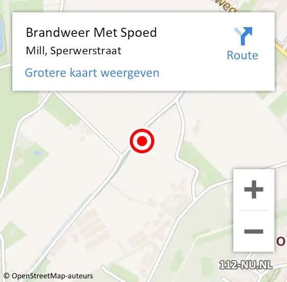 Locatie op kaart van de 112 melding: Brandweer Met Spoed Naar Mill, Sperwerstraat op 2 september 2021 17:48