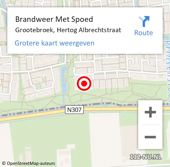 Locatie op kaart van de 112 melding: Brandweer Met Spoed Naar Grootebroek, Hertog Albrechtstraat op 2 september 2021 18:25