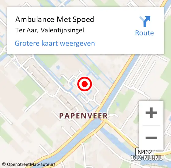 Locatie op kaart van de 112 melding: Ambulance Met Spoed Naar Ter Aar, Valentijnsingel op 2 september 2021 19:09