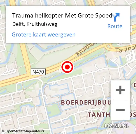 Locatie op kaart van de 112 melding: Trauma helikopter Met Grote Spoed Naar Delft, Kruithuisweg op 2 september 2021 19:17