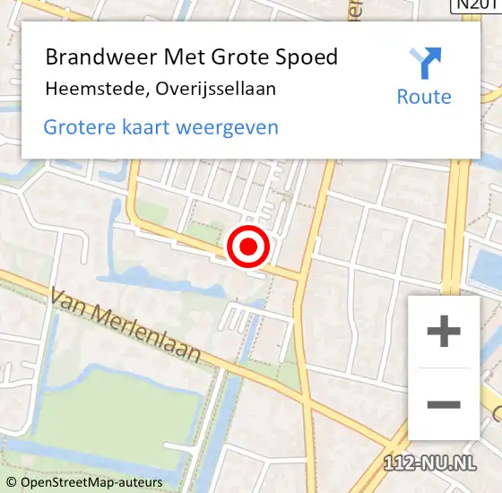 Locatie op kaart van de 112 melding: Brandweer Met Grote Spoed Naar Heemstede, Overijssellaan op 2 september 2021 19:20