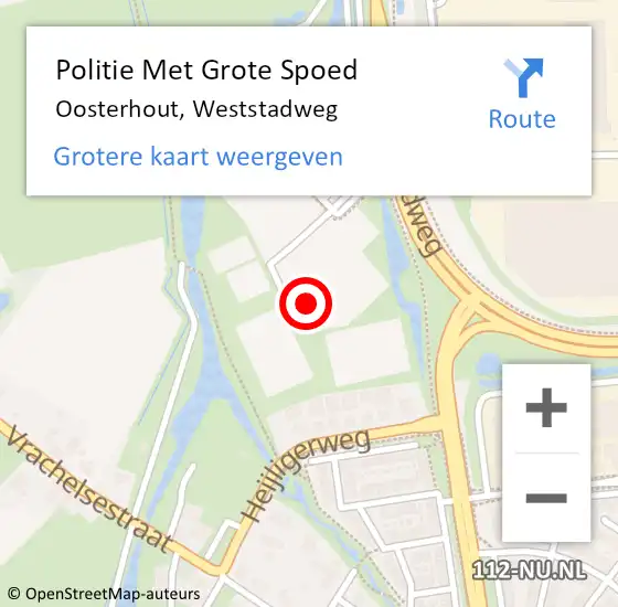 Locatie op kaart van de 112 melding: Politie Met Grote Spoed Naar Oosterhout, Weststadweg op 2 september 2021 19:26