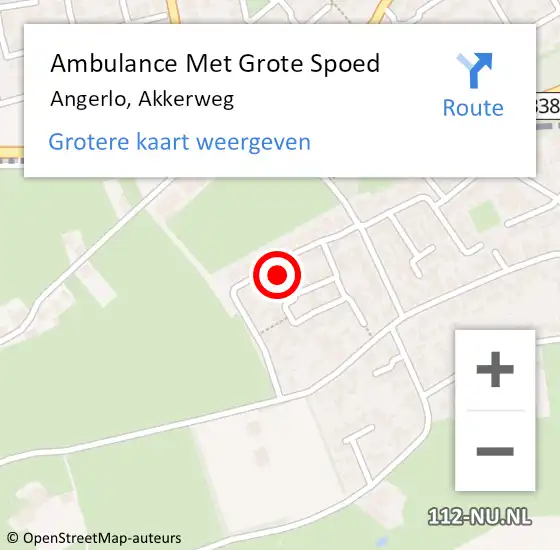 Locatie op kaart van de 112 melding: Ambulance Met Grote Spoed Naar Angerlo, Akkerweg op 2 september 2021 19:54