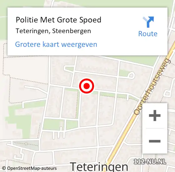 Locatie op kaart van de 112 melding: Politie Met Grote Spoed Naar Teteringen, Steenbergen op 2 september 2021 20:04