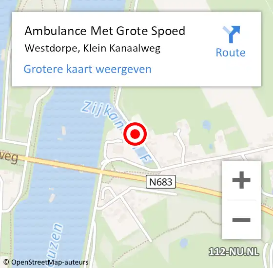 Locatie op kaart van de 112 melding: Ambulance Met Grote Spoed Naar Westdorpe, Klein Kanaalweg op 21 juni 2014 16:17