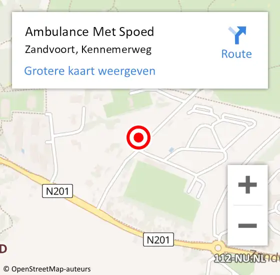Locatie op kaart van de 112 melding: Ambulance Met Spoed Naar Zandvoort, Kennemerweg op 2 september 2021 20:22