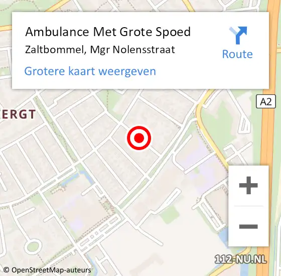 Locatie op kaart van de 112 melding: Ambulance Met Grote Spoed Naar Zaltbommel, Mgr Nolensstraat op 2 september 2021 20:26