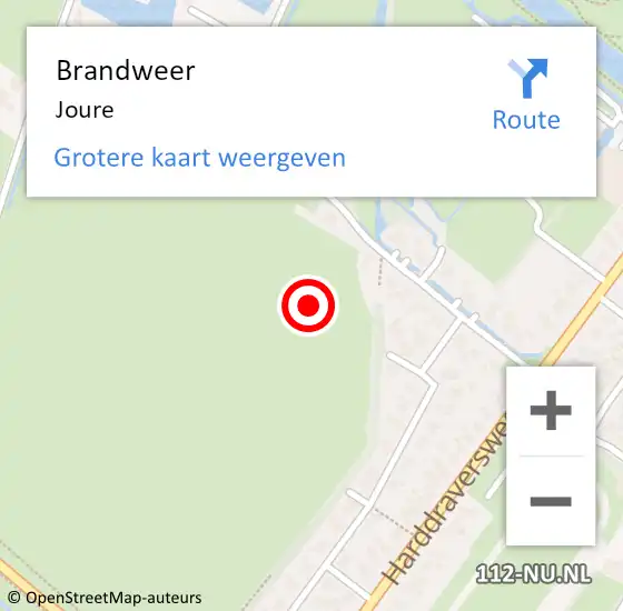 Locatie op kaart van de 112 melding: Brandweer Joure op 2 september 2021 20:31