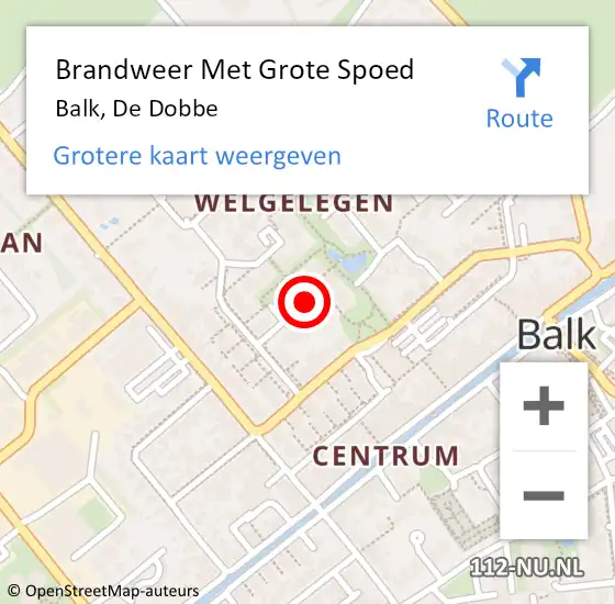 Locatie op kaart van de 112 melding: Brandweer Met Grote Spoed Naar Balk, De Dobbe op 2 september 2021 20:32