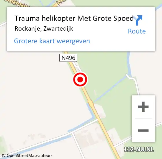 Locatie op kaart van de 112 melding: Trauma helikopter Met Grote Spoed Naar Rockanje, Zwartedijk op 2 september 2021 20:48