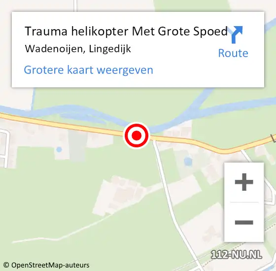Locatie op kaart van de 112 melding: Trauma helikopter Met Grote Spoed Naar Wadenoijen, Lingedijk op 2 september 2021 21:13