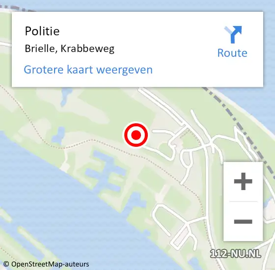 Locatie op kaart van de 112 melding: Politie Brielle, Krabbeweg op 2 september 2021 21:23