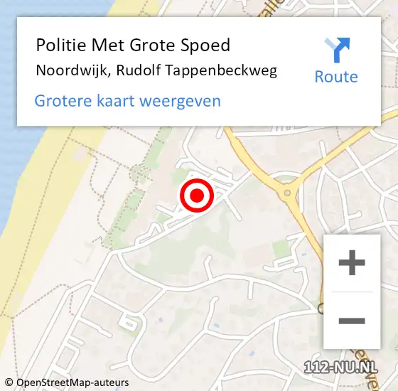 Locatie op kaart van de 112 melding: Politie Met Grote Spoed Naar Noordwijk, Rudolf Tappenbeckweg op 2 september 2021 21:50