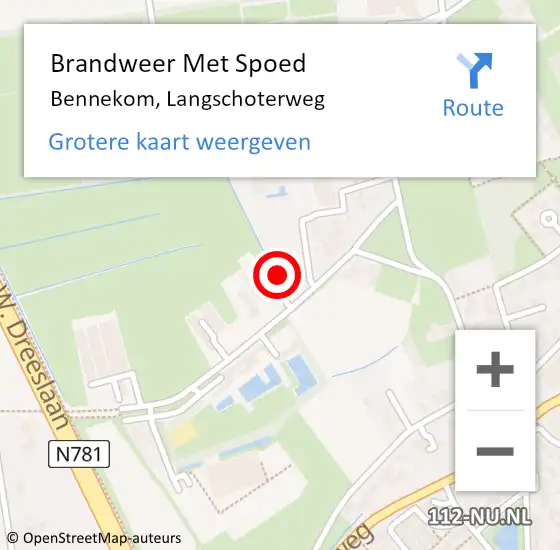 Locatie op kaart van de 112 melding: Brandweer Met Spoed Naar Bennekom, Langschoterweg op 2 september 2021 21:58