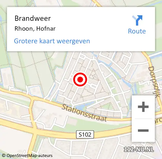 Locatie op kaart van de 112 melding: Brandweer Rhoon, Hofnar op 2 september 2021 21:59