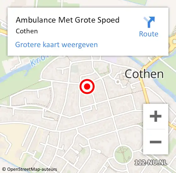 Locatie op kaart van de 112 melding: Ambulance Met Grote Spoed Naar Cothen op 2 september 2021 22:01