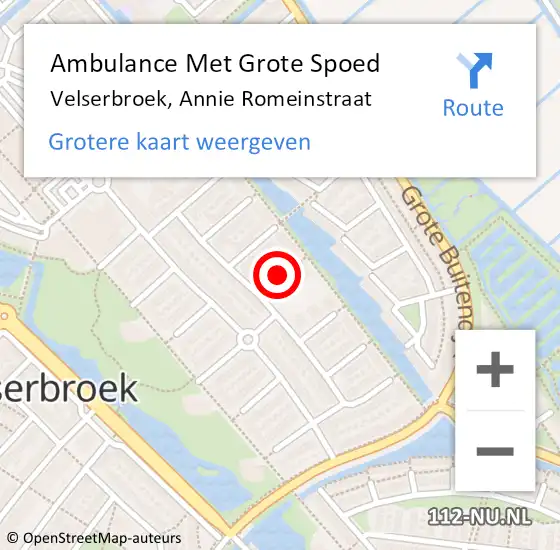 Locatie op kaart van de 112 melding: Ambulance Met Grote Spoed Naar Velserbroek, Annie Romeinstraat op 2 september 2021 22:18