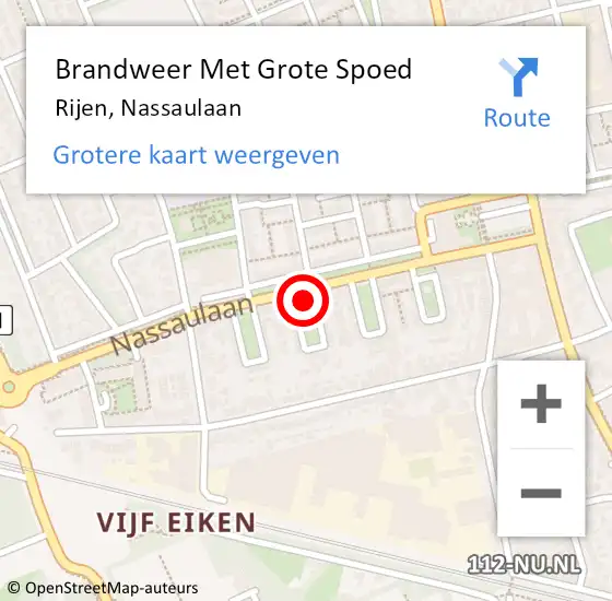 Locatie op kaart van de 112 melding: Brandweer Met Grote Spoed Naar Rijen, Nassaulaan op 2 september 2021 22:26