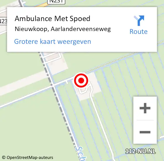 Locatie op kaart van de 112 melding: Ambulance Met Spoed Naar Nieuwkoop, Aarlanderveenseweg op 2 september 2021 22:40