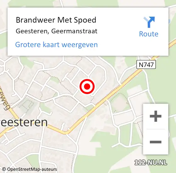 Locatie op kaart van de 112 melding: Brandweer Met Spoed Naar Geesteren, Geermanstraat op 21 juni 2014 16:31