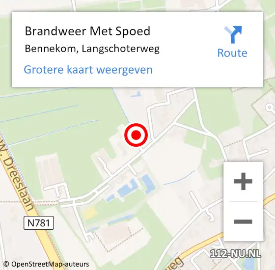 Locatie op kaart van de 112 melding: Brandweer Met Spoed Naar Bennekom, Langschoterweg op 2 september 2021 23:09