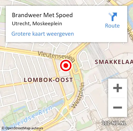 Locatie op kaart van de 112 melding: Brandweer Met Spoed Naar Utrecht, Moskeeplein op 2 september 2021 23:19